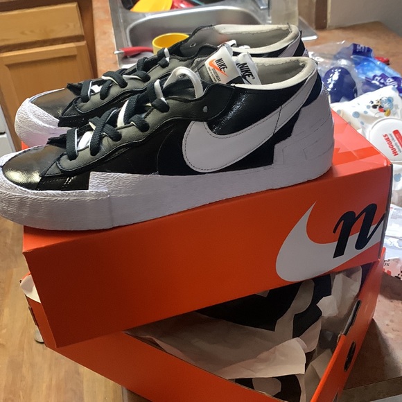 Patent Black Nike Blazer Low / Sacai SIZE 14 - Picture 4 of 10